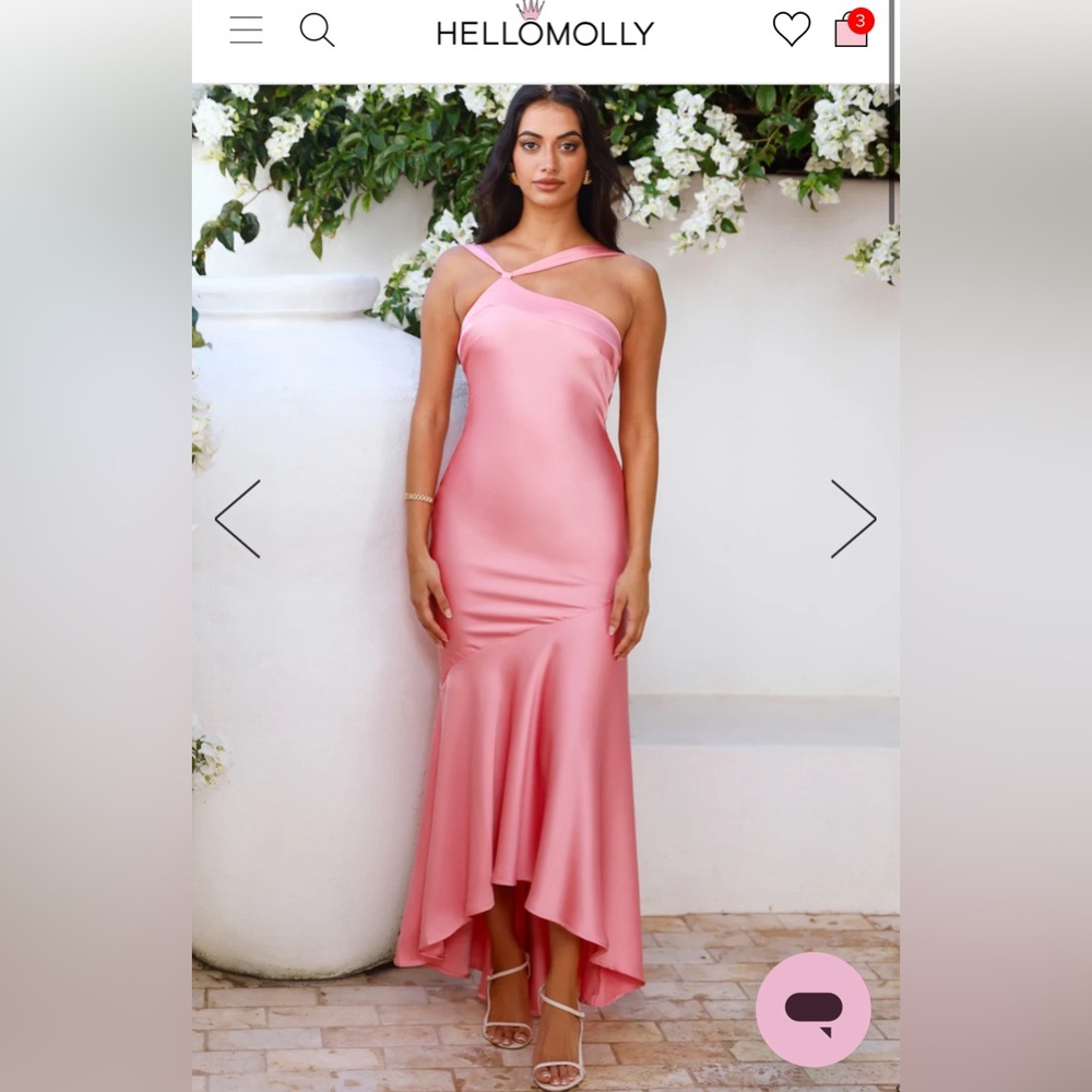 Worn once Hello Molly Pink Satin Max Dress (wedding guest)